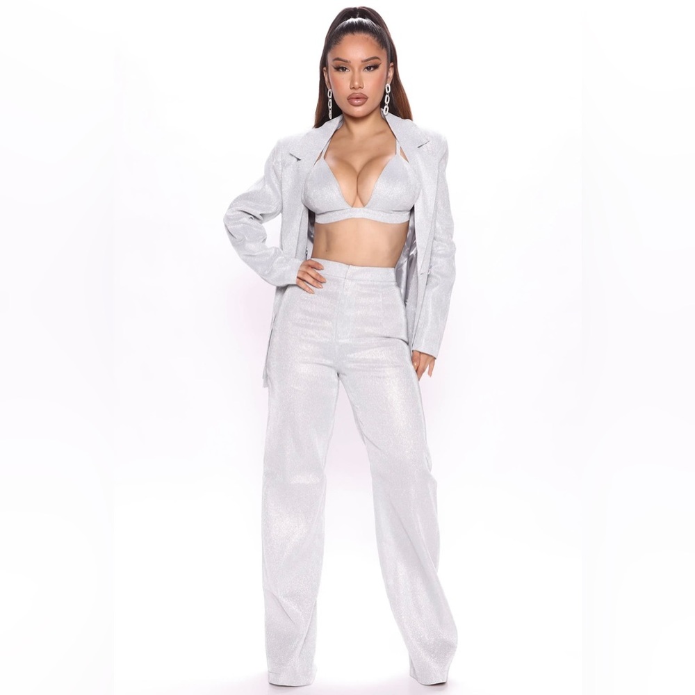 Silver Glitter 3 Piece Set with Blazer